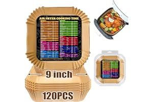 COLOZEE Air Fryer Disposable Paper Liners Square, 9 Inch Air Fryer Liners 120PCS, Parchment Paper Liners Oil-Proof, Water-Proof, Food Grade Baking Paper for Air Fryer Roasting Microwave Oven