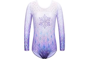 ZNYUNE - Body da ginnastica da ragazza, con paillette, a maniche lunghe, in tulle, da ginnastica