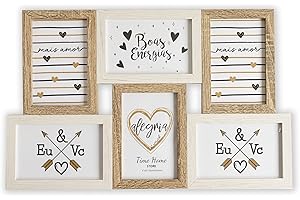TIME HOME DEVELOPMENT Marcos de Fotos Multiple de Madera para Pared - 6 Fotos 10x15 cm (Rustico)