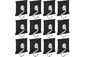 PHATRIP Lot de 12 œillets de passepoil pour rail de store RV, crochets de bande tubulaire, crochets en S, crochets passepoilés pour auvent, caravane, camping (noir)