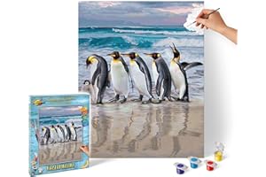Schipper 609130887 Malowanie według numerów – pingwiny cesarskie – obrazy dla dorosłych, łącznie z pędzlem i farbami akrylowymi, 40 x 50 cm