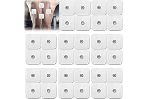 GOMETY 32 cuscinetti per elettrodi, 50 x 50 mm, set di elettrodi in gel autoadesivi, per macchine Sanitas & Beurer Tens Tens Pads con collegamento a bottone da 3,5 mm
