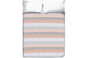 PENSIERI DELICATI Copriletto Matrimoniale 260 x 280 cm, Telo Singolo 100% Cotone Pique, Coperta Salva Letto 2 Piazze, Fantasia Azteco Arancio, 100% Made in Italy