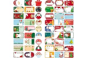 Zemolo 216PCS Étiquettes Autocollantes Noël, Étiquette Cadeau Noël Stickers Prenom Auto-adhésif en Papier Étiquettes Joyeux Noël de Cadeaux Noël Nouvel An pour Enfant Amis Famille