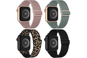CCnutri 4 Pack Stretchy Nylon Strap Compatible with Apple Watch Straps 38mm 40mm 41mm 42mm(series 11 10), Adjustable Sport Elastic Bands for iWatch Series 11/10/9/8/7/6/5/4/3/2/1/Ultra3/2/1/SE3