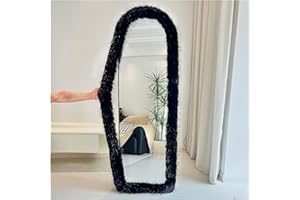 UYRIE Fluffy Mirror Cover for Arched & Full-Length Mirrors (64"x21") – Stretch Fabric, Non-Slip Backing, Decorative Protector – Soft & Durable Décor (Mirror Not Included)