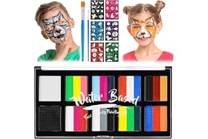 LOPHE Face Paint Kit, 30 färger Rainbow Body Paint för barn Vuxna, Säker & Giftfri vattenbaserad Split Cake Paint Paint Paint med 2 borstar 56 stenciler, Makeup Set för Halloween Christmas Cosplay
