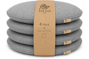 SILUK Mysig filtsittdyna, diameter 36 cm, bekväm, tvättbar, set med 4, grå, svart, för bänk och stol