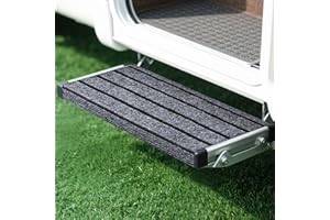Aéttézoe Wohnmobil Trittstufen Fußmatte: Verstellbare Antirutsch-Teppiche für Trittstufen | Schnellbefestigung & Wetterfest (Grauton)