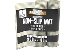 DIY Doctor Anti Slip Gripper Rolls 2 Pack – 190 x 30cm Non Slip Rug Underlay for Laminate Flooring – Carpet and Rug Grippers – Rubber Mat Shelf and Drawer Liner - White