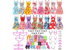Miunana 32 Accessori Per 11.5 Pollici 28 -30 CM Bambola Princess Principessa: 10 Abiti Vestiti + 10 PCS Scarpe + 6 Corone + 6 Collane