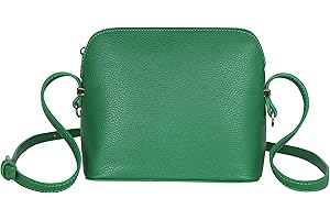AMBRA Moda Włoska skórzana torebka damska torebka na ramię torba skórzana mała GL018, zielony, 22 x 18 x 10 cm