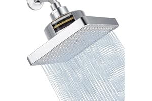 JINYOMFLY Soffione per Doccia Anticalcare, 15CM Doccia Soffione Alta Pressione, Soffione Doccia a Pioggia Regolabile 360°, Doccino per Doccia, Soffione a Parete Doccia Quadrato