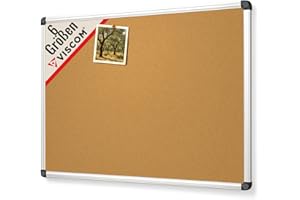 ‎VISCOM VISCOM Kork-Pinnwand Groß - 90 x 120 cm - Korktafel mit Aluminium-Rahmen in 6 Größen - Pinnwand für Notizen - hochwertiges natürliches Kork