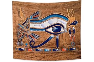 YONGFOTO 180x160cm Antico Egitto Arazzo Colorato Occhio di Horus Testa d'aquila Wedjat Eye Misterioso Simbolo Antica civiltà Appeso a parete Arazzi per Casa Parete Decor Tovaglia Coperta