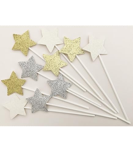 Toppers Per Torte A Cuore Glitterati - 10 Pezzi, Multicolore Opaco, Con Bastoncini Di Legno - Foto 13