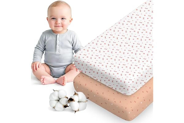 Dreamzie Set Med 2 Dra-På-Lakan 60x120 cm – OEKO-TEX Certifierad Bomull – För Spjälsäng – Passar 60x120 cm Madrasser – Rosa/V