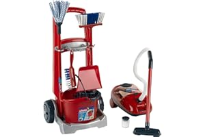 Theo Klein 6742 Chariot Ménage Vileda avec Balai Serpillière et Seau Aspirateur à Piles avec Bruitage et Fonction d’aspiration pour enfants à Partir de 3 ans