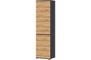 ‎GERMANIA DIE MÖBELMACHER Germania Garderobenschrank 3476-562 GW-Lissabon, in Anthrazit/Navarra-Eiche-Nb., mit verstellbaren Einlegeböden und ausziehbarer Kleiderstange, 54 x 200 x 40 cm (BxHxT)