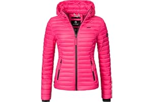 MARIKOO Damen leichte Übergangsjacke Steppjacke mit Kapuze Samtpfote XS-XXL