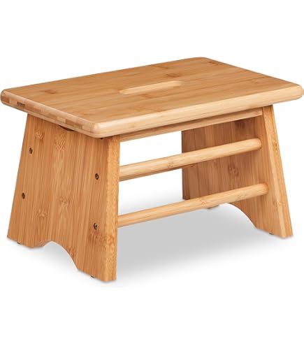 Sgabello In Teak Massiccio 41x34 Cm - Design Rustico Vintage - Tre Piedi - Usato Come Tavolino O Poggiapiedi - Foto 3