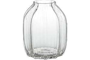 JAKY-GLOBAL Large Clear Glass Vase Ribbed Tall Clear Vase Flower Vase 21cm Decorative Vases for Home Table Centerpieces Flowers Decor and Farmhouse(Clear 21cm)