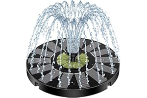 Yzert Solar Water Fountain, Solar Fountain for Bird Bath 2025 Upgrade Glass Panel, Solar Powered Water Feature Floating Solar Power Fountain with 8 Nozzle & 4 Fixer for Garden, Pool, Pond