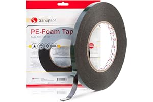 Czarna, Dwustronna i Trwała Taśma Piankowa 9mm x 10m Do Przyklejania Tablic Rejestracyjnych, Montażu Części Samochodowych, Wodoszczelna, LED. Mocno Klejąca Taśma Sanojtape o Grubości 1mm