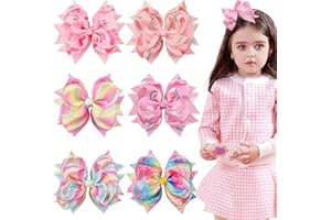 MiDoDo 6 Stück Haarspange Haarschleifen Mädchen Groß Baby Haarclips Haarklammern 6 Zoll Ripsband Haarspangen Schleife Haarschmuck Haar Accessoire für Mädchen Kinder (6 Stück)