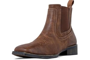 J's.o.l.e Men's Ankle Short Cowboy Boots Square Toe Fashion Western Dress Boots