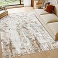 Famibay Rugs Living Room Large 200x290cm Washable Beige Brown Bedroom Rug Abstract Modern Soft Short Pile Area Rugs Anti Slip Rug Carpet for Living Room Bedroom Dining Room