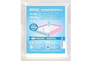 ‎MATTI-BAG Matti-Bag Matratzenhülle für Kinder 70 x 140 cm - 15 cm Höhe mit Reißverschluss Zipper, Blickdicht, extra reißfest 120µ für Matratze Transport, Umzug, Lagerung