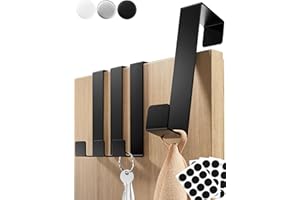 Filzada® 12x Türhaken Schwarz aus Metall - stabile Türhaken zum Einhängen inkl. FIlzpads für alle Türen - Kleiderhaken Tür - Haken Tür - Kleiderhaken Tür Einhängen