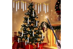 EXTSUD 12PCS Bougies LED Flottantes avec Télécommande Baguette Magique – Bougies de Noël Bougies LED Magiques Suspendues à Piles avec Flamme Vacillante pour Décorations de Noël Fête Halloween Mariage