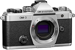 OM SYSTEM OM-3 Micro Four Thirds System Camera, 20 MP BSI Stacked Sensor, 5-Axis Image Stabilisation, Silver