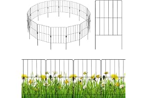 COSTWAY 15 stycken dekorativa trädgårdsstaket, staket trädgård, staket metall, 33 cm (B) × 61 cm (H), hundstaket dammstaket rostfritt, för hundar blomrabatt träd, balkong insynsskydd, staket