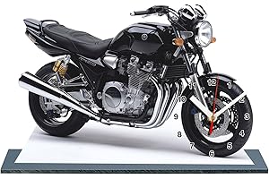 Moto Y.AMAHA 1300 XJR Noir en Horloge Miniature sur Socle 16