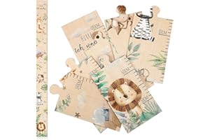 Otuuz Messlatte Kinder Holz mit Tiermotiv Messlatte für Baby Dekoration für Kinderzimmer Taufgeschenke Maßtabelle für Kinder aus Holz Geschenk zur Geburt Hurra Ich Wachse Messlatte, 50-180 cm