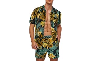 AOTORR Mens Hawaiian Tracksuit Short Sleeve Floral Set Summer Outfit Beach Jogging Sweatsuit Casual Suits for Men