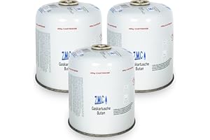 ZMC 3X Gaskartuschen 450g mit Schraubventil, Propan/Butan Gas 810ml, Gaskartusche EN417, Schraubkartusche mit Sicherheits-Schraubgewinde, Ventilkartusche mit Schraubverschluss, 7/16" Anschluss