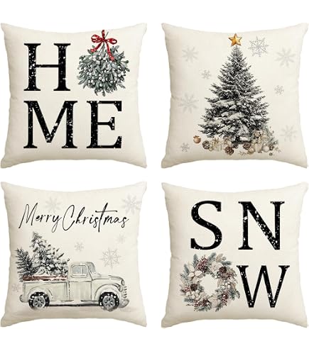 Weihnachts-Kissenbezüge – Goldene Rentier & Baum Designs, Set Mit 2 Stück