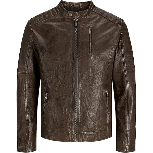 JACK & JONES Jprccwallace Giacca In Pelle Uomo, Classico Stile Danese - 2