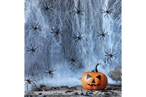 Jsdoin 60g Halloween Spider Web Decoration, with 30pcs Fake Spiders, Stretchable Halloween Cobwebs for Halloween Decorations