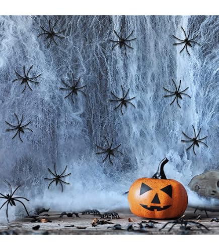 Nappe Halloween Toile D'araignée Augshy - 45x183 Cm Avec 18 Araignées, Décoration Table Fête - 3