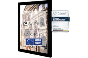 CABBEL Bilderrahmen 30x40 cm, Schwarz, stabiles MDF-Holz Rahmen, bruchsicherem Plexi-Glas, zum Aufhängen, ideal für Fotos/Bilder/Collage