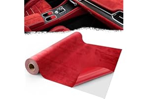 Mbsomnus Self Adhesive Suede Fabric 200x40 cm Velvet Microfiber Fabric Faux Red Self Adhesive Car Interior for Cockpit Interior Car Dashboard Furniture Jewelry Drawer DIY Repair