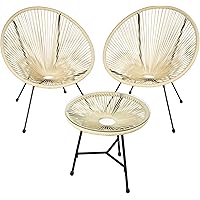 TecTake 800730 2er Set Acapulco Garten Stuhl mit Tisch, Lounge Sessel im Retro Design, Indoor und Outdoor, pflegeleicht…