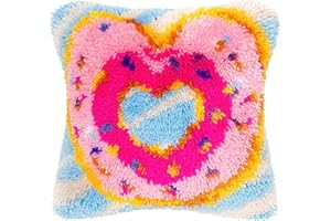 Myriad Choices DIY Knüpfhaken-Set, Kissenbezug, Sofakissenbezug, Bastelset, Stickerei, Teppich-Set, Nadelarbeit, Kissenbezug 43,2 x 43,2 cm (Love)