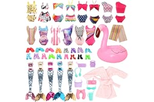 Miunana 24 Doll Clothes and Accessories Contain 2 Mermaid Dresses 4 Swimsuit Swimwear 1 Bathrobe 1 Swimming Ring Float 8 Shoes 8 Accessories for Girl Doll