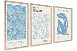 ag.art deco Affiche Decoration Murale 30x40 cm | Affiche Murale pour Salon et Chambre à Coucher | Poster Mural Sans Cadre | Lot de 3 Tableaux (Abstrait Bleu Vintage)